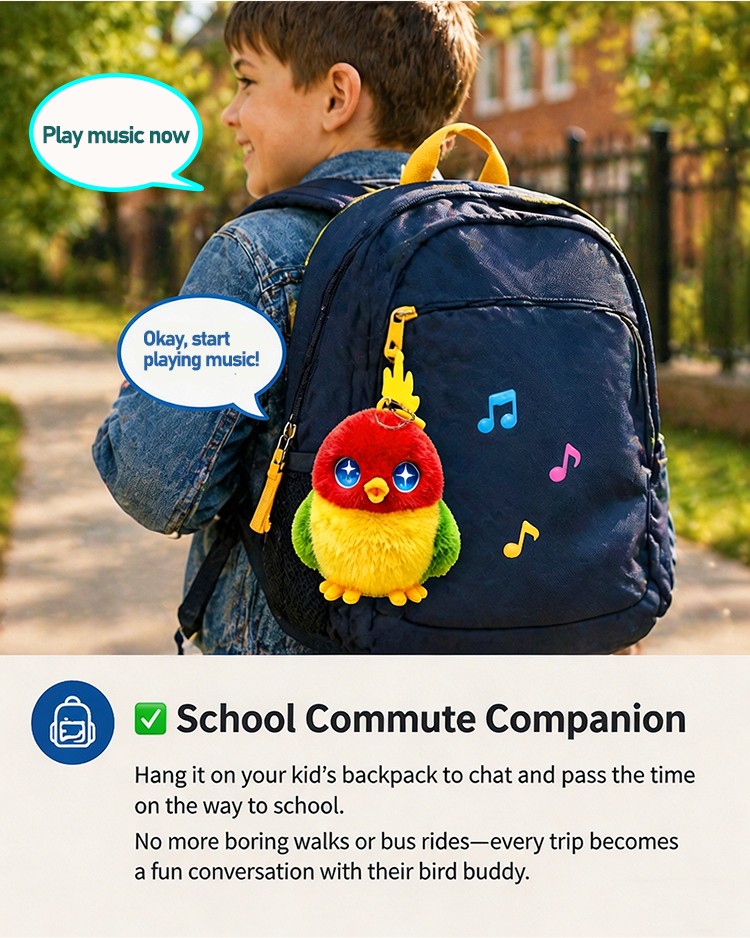 Kids Wearable AI Bird Toy with Voice Recognition and Lovely Expressions Kids Wearable AI Bird Toy with Voice Recognition and Lovely Expressions