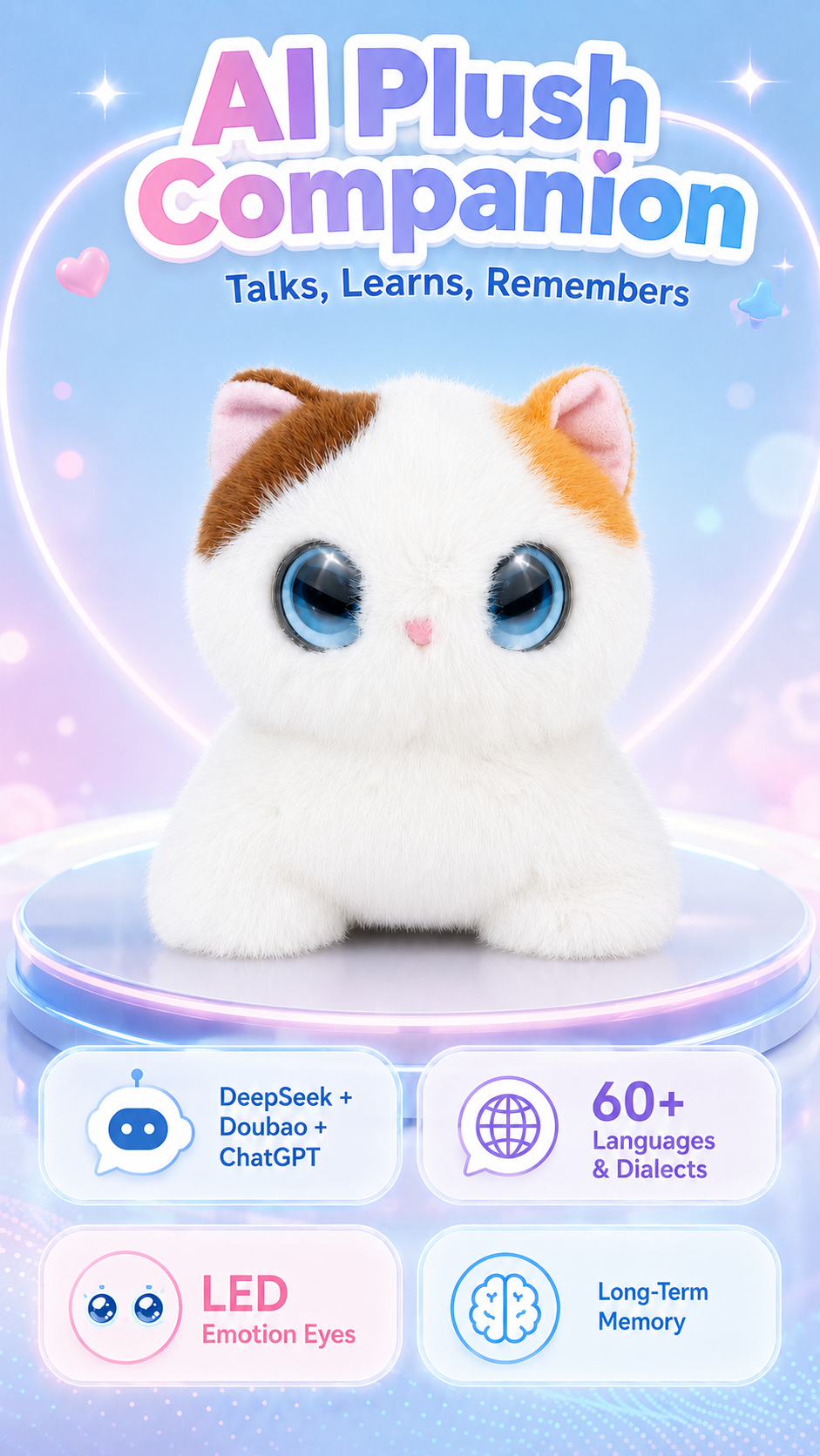 AI Calico Cat Spiritual Companion Robot Powered by Triple AI (ChatGPT, DeepSeek, Doubao) with Long-Term Memory, 60 Languages Smart Emotion Sensing AI Calico Cat Spiritual Companion Robot Powered by Triple AI (ChatGPT, DeepSeek, Doubao) with Long-Term Memory, 60 Languages Smart Emotion Sensing
