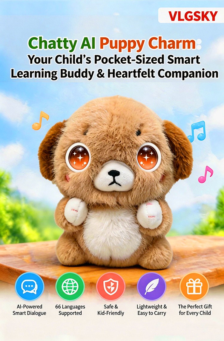 Interactive AI Dog Plush Toy with Voice and Expressions VLGSKY